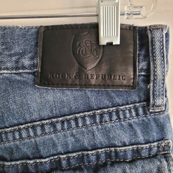 Rock and Republic Mens Jeans Size 28x32 Henlee Straight Distressed Wings - Picture 6 of 10